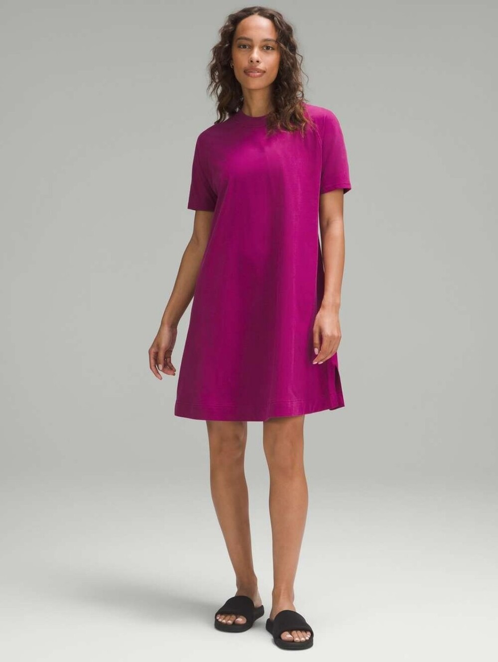 EUC Lululemon Heavyweight Cotton T-Shirt Dress Magenta Purple Size 12